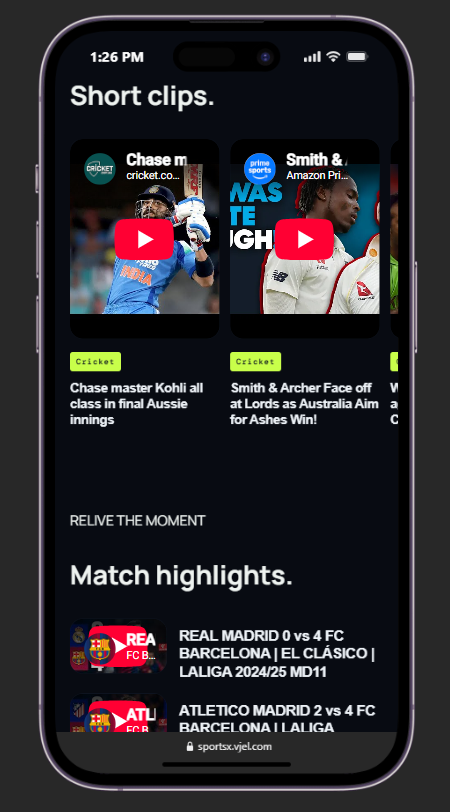 SportsX Categories Screenshot
